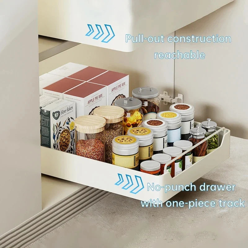 Pull-out Kitchen Organizer Rack Slide Cabinets Storage Free of Installation Tableware Dish Rack Kitchen Accessories