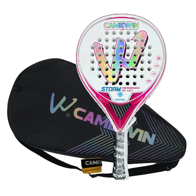 Camewin Padel Racket Tennis Carbon Fiber Soft EVA Face Tennis Paddle Racquet Racket with Padle Bag Cover With Free Gift New Hot