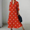 2023 Dress Summer Polka Dot Women's Small Flower Shirt Dress Bohemian Style Midi High Waist Vacation Office Fall Clothing