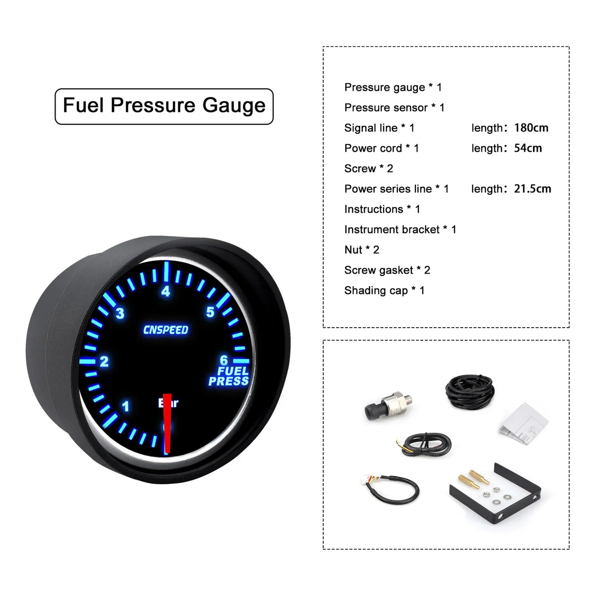 Universal 2" 52mm 10 Color LED 12V Racing Turbo Boost Gauge RPM Tachometer Water Oil Temperature Meter Red Pointer With Sensor