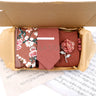 Viola Design Gift Box Hot Solid Floral Cotton Sock Necktie Set Clip Cufflinks Pin Hanky Men Wedding Party Daily Cravat Accessory