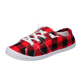 Women'S Plaid Canvas Shoes Lace Up Vulcanize Soft Ladies Autumn Loafers Athletic Running Flat Shoes Sneakers Zapatillas De Mujer