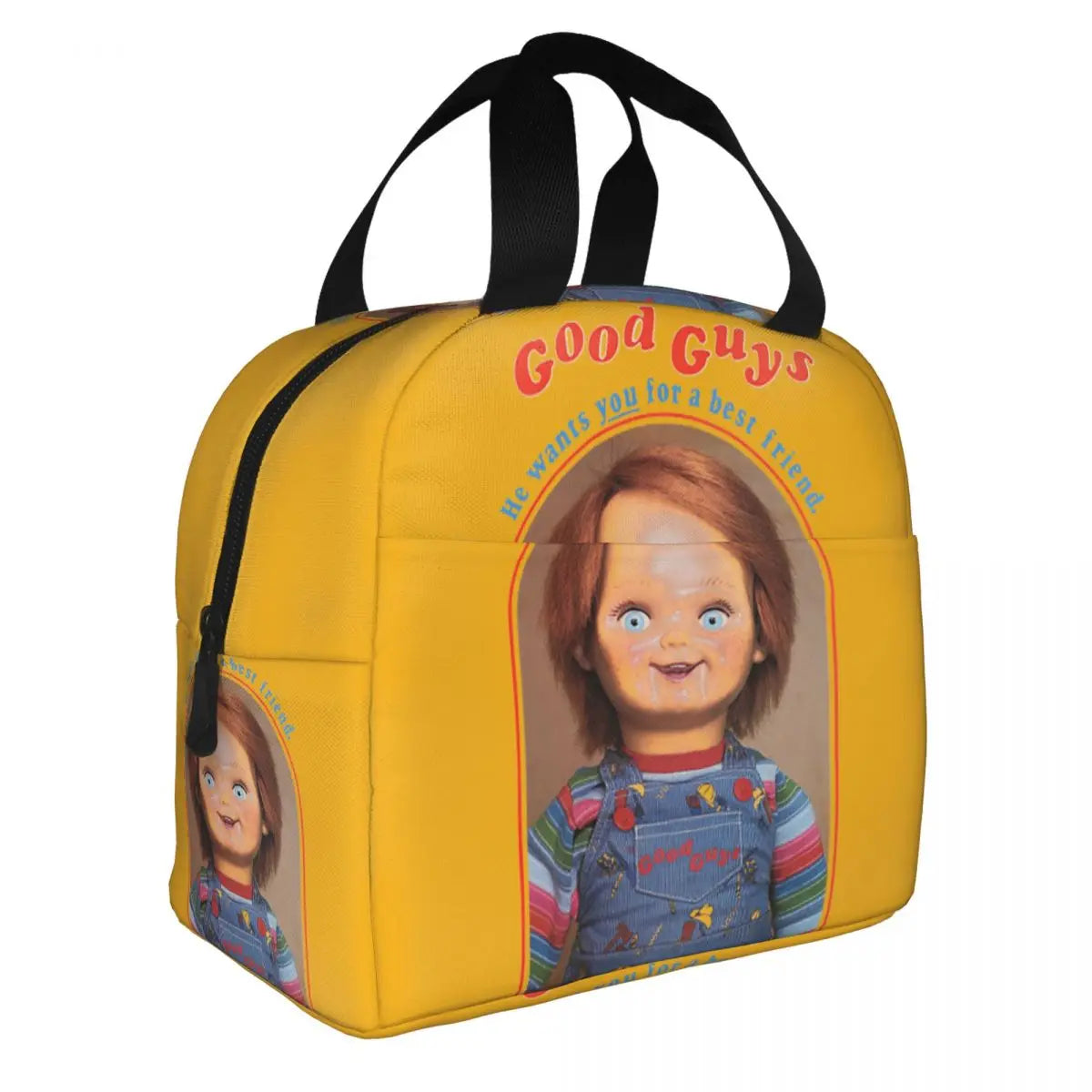 He Wants You For A Best Friend Chucky Lunch Bags Horror Portable Insulated Cooler Child's Play Thermal Picnic Work Lunch Box