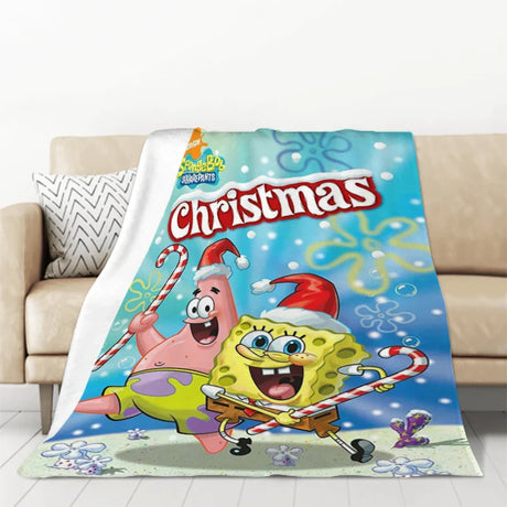 S-SpongeBobs Cartoon Sofa Blankets & Throws Fluffy Soft Blankets for Bed Child Blanket Furry Throw Double Decorative Anime Kid's