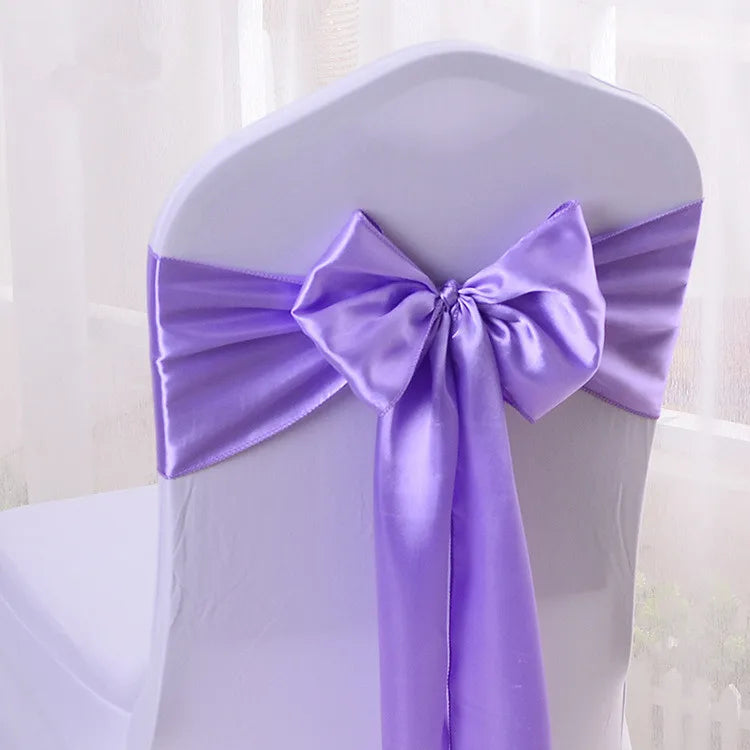 10pcs/50pcs Satin Chair Sash Knots Hotel Party Banquet Chair Tie Back Belt Birthday Wedding Decoration Chair Ribbon Bow