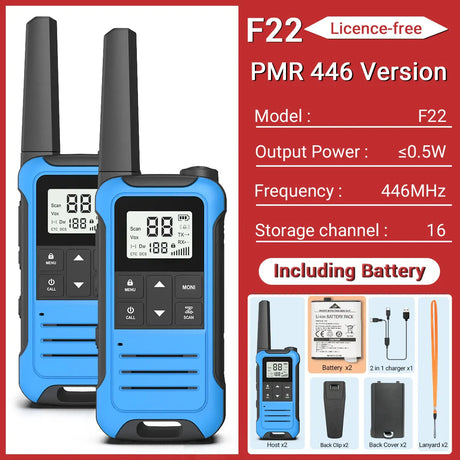 2pcs Baofeng F22 PMR FRS Walkie Talkie Type-c Charging Portable Mini Communication Radio Profesional Two Way Radio For Camping