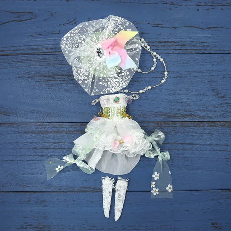 Handmade Blyth Doll Bear suit Clothes Doll Blyth Doll Clothes Princess Dress With White Lace For Ymy Licca Azones Ob24 Ob27 Fr