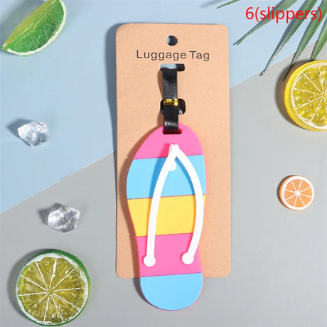 1PC Cute Cartoon Hawaiian Flamingo Silicone Luggage Tag kawaii ID Addres Holder Boarding Luggage Tag Antilost Travel Accessorie