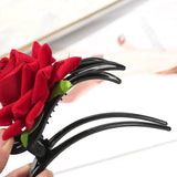 AWAYTR Flower Red Rose Claw Clip Girl Women Cute Popular Hair Catches Hairpin Korean Style Hair Accessories Wedding New Ponytai