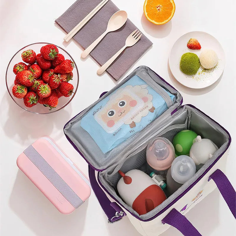 Waterproof Mommy Thermal Insulation Bag Baby Feeding Bottle Cooler Bag Embroidery Bear Mother Baby Portable Food Storage Bag