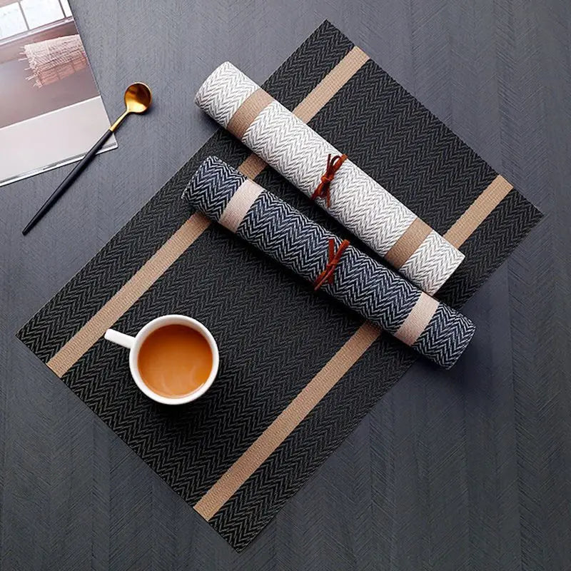 Set of 2/4 PVC Placemat for Dining Table Mat Set Linens Place Mat Accessories Cup Wine Decorative Mat Placemats for Table