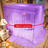 Embroidery Lace Pleated Mosquito Net for Bed Square Romantic Princess Queen Size Double Bed Net Canopy Luxury Mosquito Tent Mesh