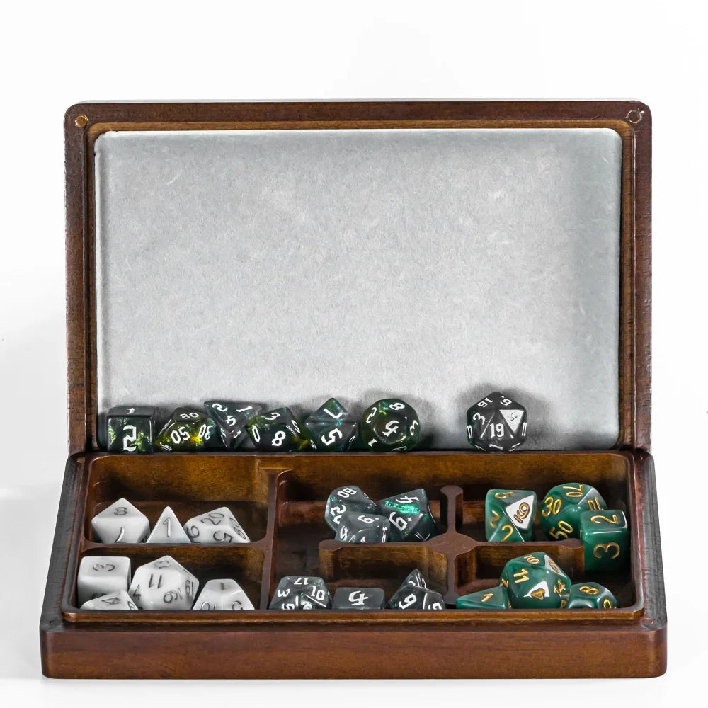 2 in 1 Rectangle Wooden Dice Case & Dice Tray, Dice Holder for Dice Box Set, D&D, RPG, Tabletop Games