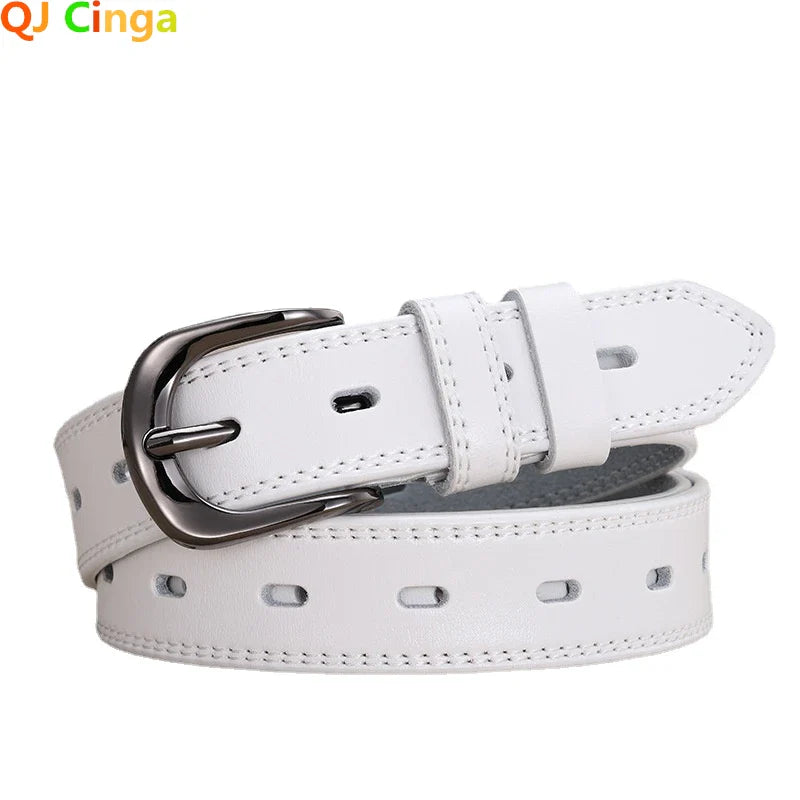 Women Genuine Leather Belt for Female Strap Casual All-match Ladies Adjustable Belts Designer High Quality QJ CINGA Brand