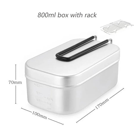 Outdoor Camping Tableware Aluminum Tourist Lunch Box Portable Mess Tin  BBQ Picnic Cookware Bowl Pan with Lid Equipment