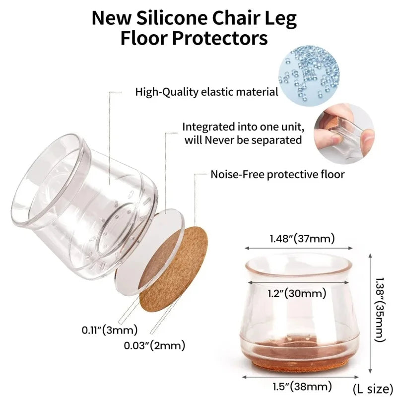 16pc Chair leg cap Elastic silicone furniture table feet protection Bottom Cover Pad wood floor protector Scratches Reduce Noise