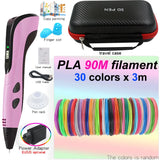 Kids' 3D Printing Pen Set with LED Display - Includes 200M PLA Filament, Power Adapter, and Storage Case - Perfect Gift for Christmas or Birthdays!