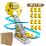 Baby Toys Electric Duck Track Slide Toys Boys Girls Electric Climbing Stairs Toy LED Lights Musical Slide Toys for Children Kids