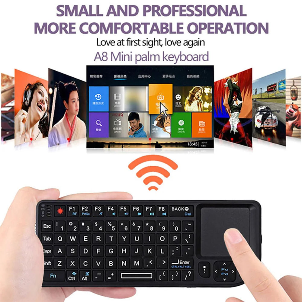 A8 Mini Wireless Keyboard 2.4G 7 Color Backlit English Russian Spanish French Touchpad Air Mouse for Android TV Box PC Tablet