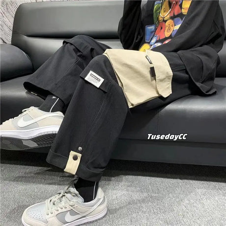 Wide Leg Cargo Pants Streetwear Baggy Cool Pants Men Sweatpants Male Korean Fashion Function Straight Trousers Basketball 2023