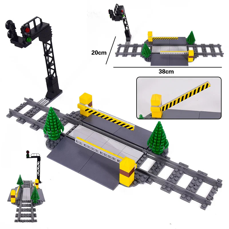 City Trains Train Rail Crossing Track Rails Soft Tracks Cruved Straight Railway Building Blocks Bricks DIY Toys For Children Boy