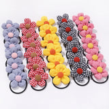 12Pcs/bag Girls Elastic Flower Hair Bands Sweet Hair Ties Children Ponytail Holder Rubber Band Headband Kids Hair Accessories