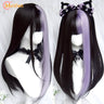 MEIFAN Synthetic Long Straight Lolita Wig with Bangs Wig Girl Cute Mixed Black Red Blonde Cosplay Party Halloween Harajuku Wig