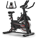 Stationary Bikes Indoor Cycling Bike,Cycle Belt Drive Indoor Exercise Bike with LCD Monitor and Comfortable Seat Cushion