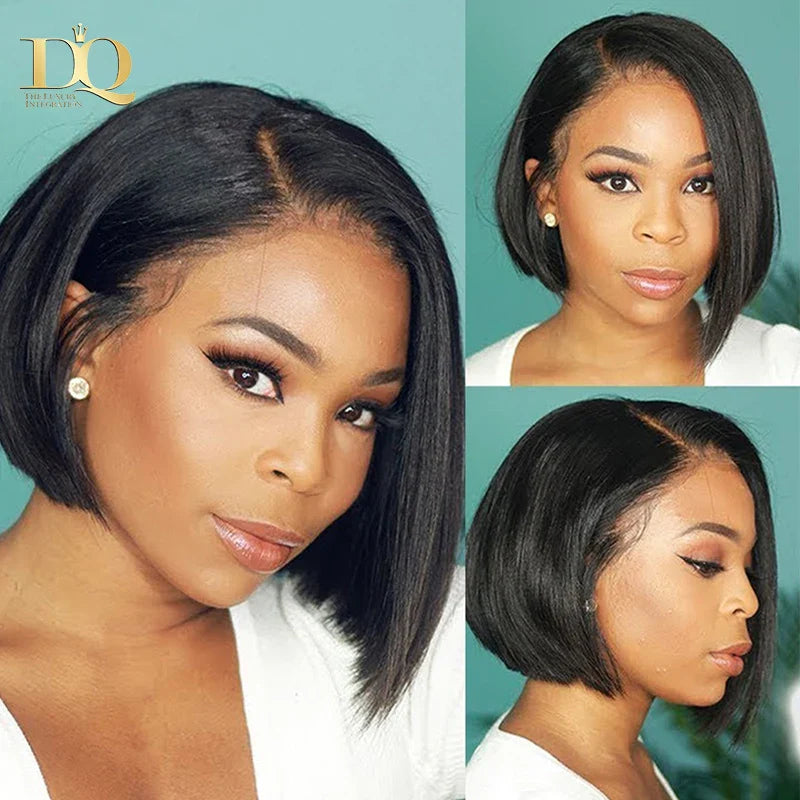 Wear Go Glueless Wig 150% Density Remy Human Hair Brazilian Straight Bob Wigs For Women T Part Lace Frontal On Sale Natural Hair