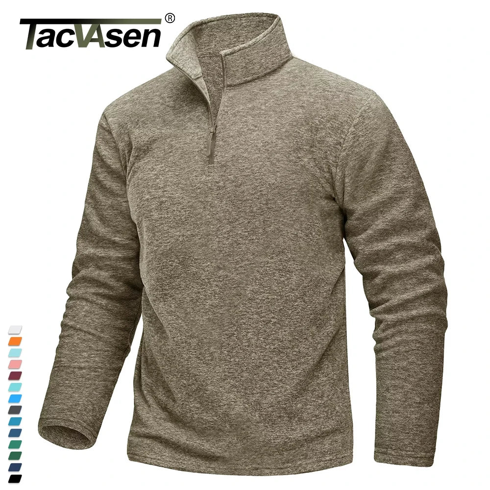 TACVASEN 1/4 Zipper Collar Spring Fleece Sweaters Mens Warm Sweatshirts Breathable Casual Sports Hiking Turtleneck Pullover Tops