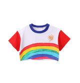 Kids Hip Hop Rainbow Striped Top Street Dance Skirts Boys Sweatshirt Joggers Pants Jazz Clothes Sets Children Girls Streetwear