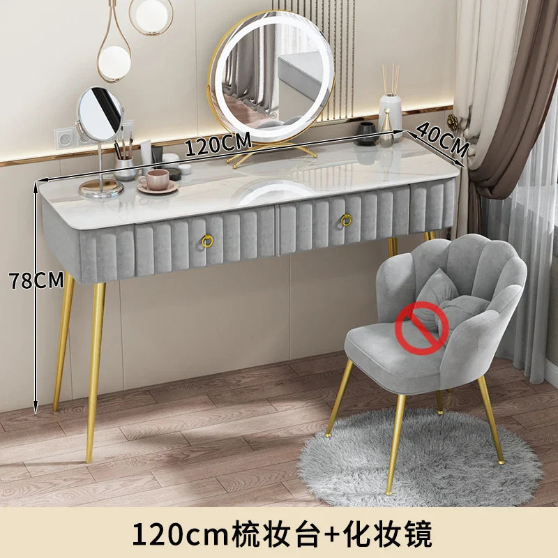 Luxury Nordic Dressing Table Mirror Chair Bedroom LED Modern Dressing Table Drawer Drawer Coiffeuse De Chambre Furniture Makeup