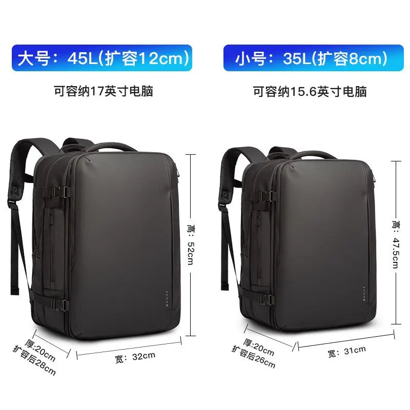 Bange 35L/45L Travel Backpack Men Business Aesthetic Backpack School Bag Large 17.3 Laptop Waterproof Fashion Backpack Male