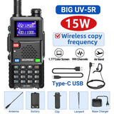 UV-5RH Pro Max 15W Air Band Walkie Talkie Wirless Copy Frequency Tri Power Type-C NOAA Long Range Baofeng 5RM Ham Two Way Radio