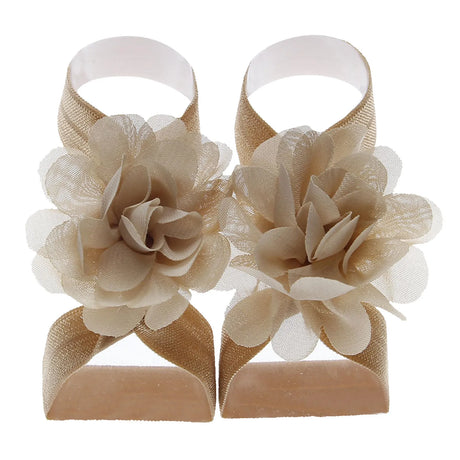 Cute Flower Chiffon Baby Sandals Soft Breathable Solid Color Strappy Barefoot Sandals Sandals Baby Girls Boys Children Shoes