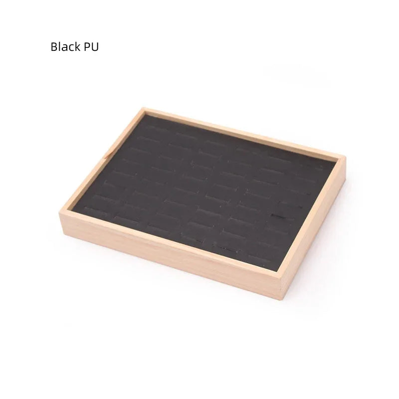 Wood 48 Grids Rings Tray Jewelry Showcase Storage Organizer Ring Display Tray 24*18cm