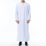 Men's Muslim Robe Middle East Islam Long Sleeve Arab Crew Neck Islamic Solid Color Kaftan Maxi Dubai Long Jubba Thobe Abaya