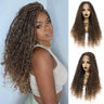 X-TRESS Braided Wigs Lace Front Wig for Black Women 28 Inch Ombre Brown Faux Locs Crochet Hair With Curly Synthetic Lace Wigs