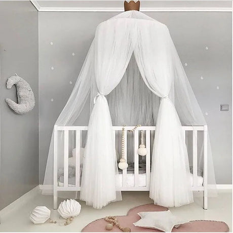 Nordic Princess Crown Dome Tent Mosquito Net 7-layer Mesh Bed Curtain Children's Room Decoration Girl Pink Crib Canopy Beds Kids