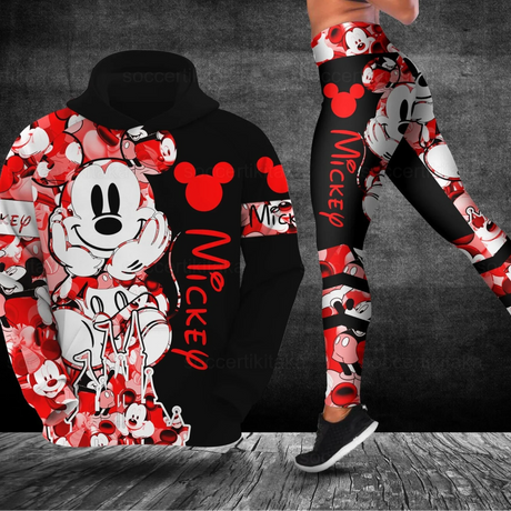 Disney Minnie 3D Hoodie Women's Hoodie Set Mickey Yoga Pants Sweatpants Women's Disney Yoga Hoodie Leggings Fashion Tracksuit