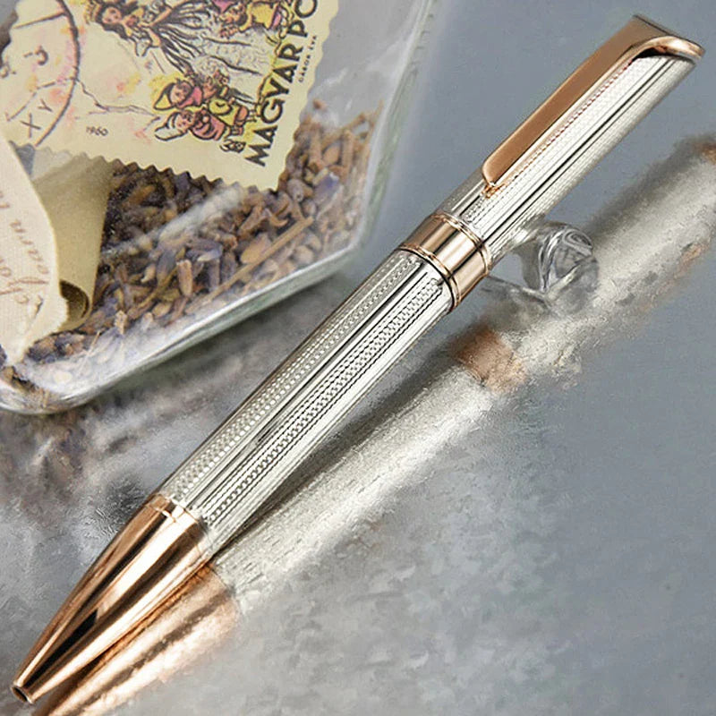 MBS Luxury Christmas Gift Ballpoint Pen Metal Grid Stationery Office School Supplies Writing Smooth With Box Pack