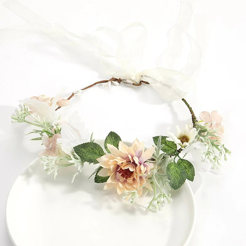 Boho Style Flower Headbands for Women Girls Floral Garland Wreath Tiaras Wedding Crown Hair Accessories Headpieces Jewelry Gifts