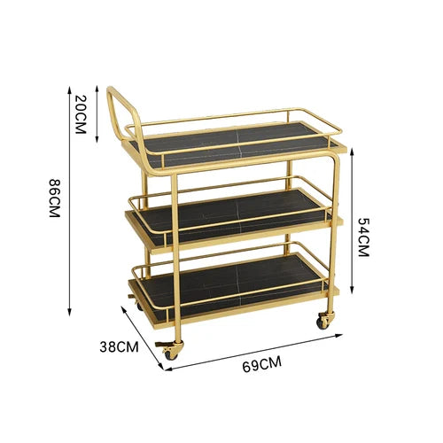 Hotel Sideboards Trolley Rolling Utility Gold Serving Food Trailer Trolley Bar Tables Outdoor Cabeceros Restaurant Furiture