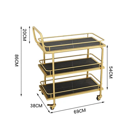 Hotel Sideboards Trolley Rolling Utility Gold Serving Food Trailer Trolley Bar Tables Outdoor Cabeceros Restaurant Furiture