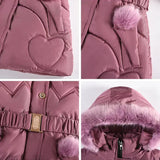 3 4 5 6 8 10 Years Winter Girls Coat Keep Warm Thicken Kids Jacket Hooded Zipper Fur Collar Princess Outerwear Children Clothing