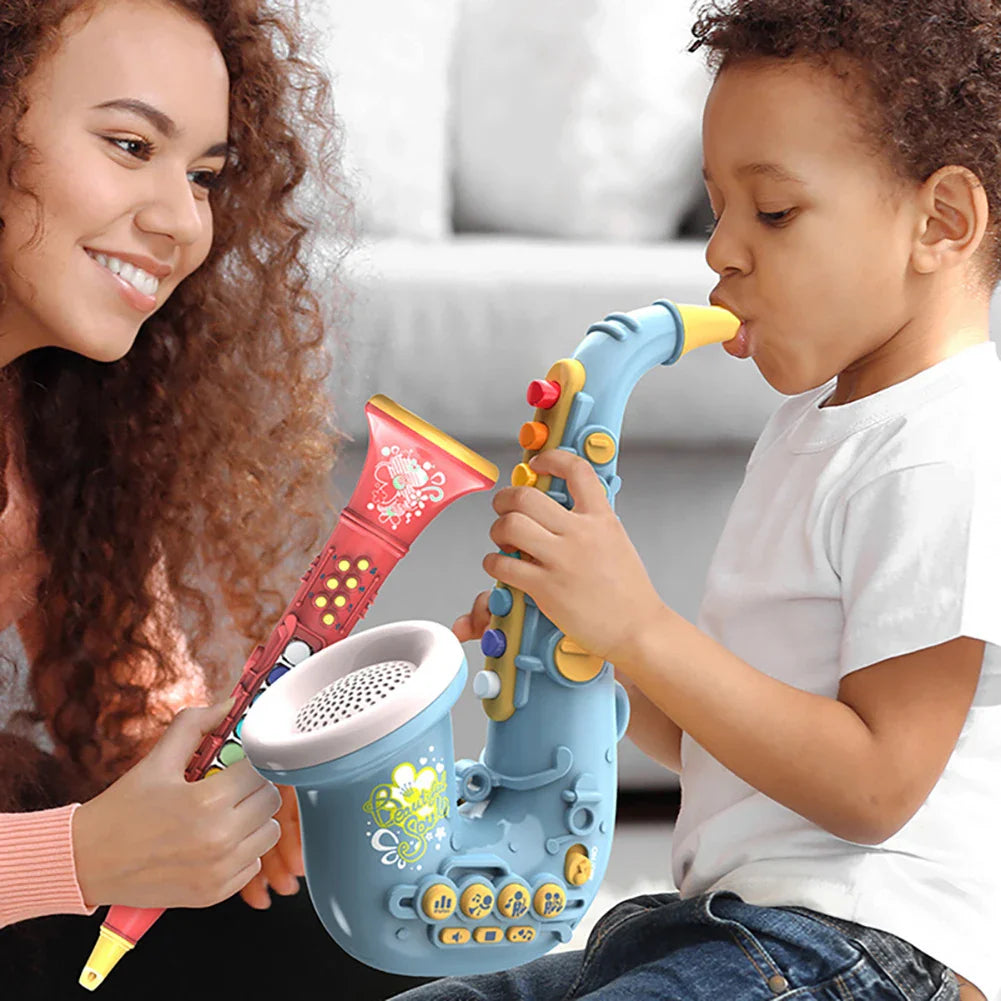 1Pcs Baby Music Toys Early Education Toy Colorful Infant Trumpet Music Instruments Toys Kids Saxophone Toddler Beginners Gifts