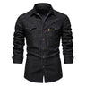 Men's Denim Shirt High Quality Cotton Elastic Spring Long Sleeve Denim Jacket Casual Slim Fit Streetwear Clothing Cowboy Shirts