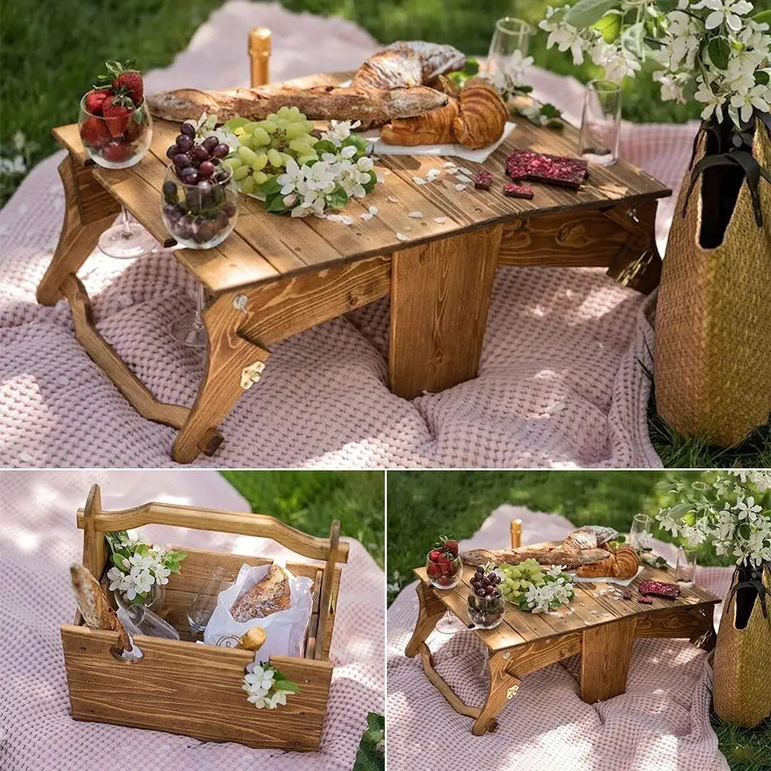 Foldable Picnic Basket Table Portable Chairs Outdoor FurniturecBeach Chair  Storage Box Camping Accessories