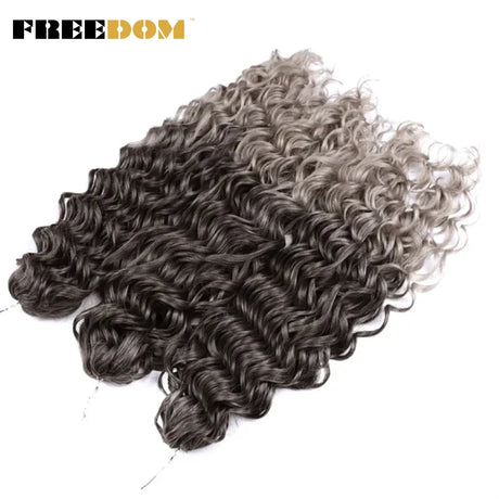 FREEDOM Synthetic Deep Wavy Twist Crochet Hair Afro Curly Hair Crochet Braids Hair Extensions For Women High Temperature Fiber