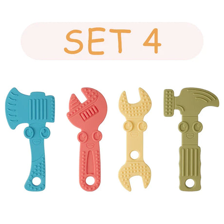 TYRY.HU 1set Silicone Teethers Tools Axe Wrench Hammer Food Grade BPA Free For Baby Teething Chew Charms Silicone Bead Toy Gift